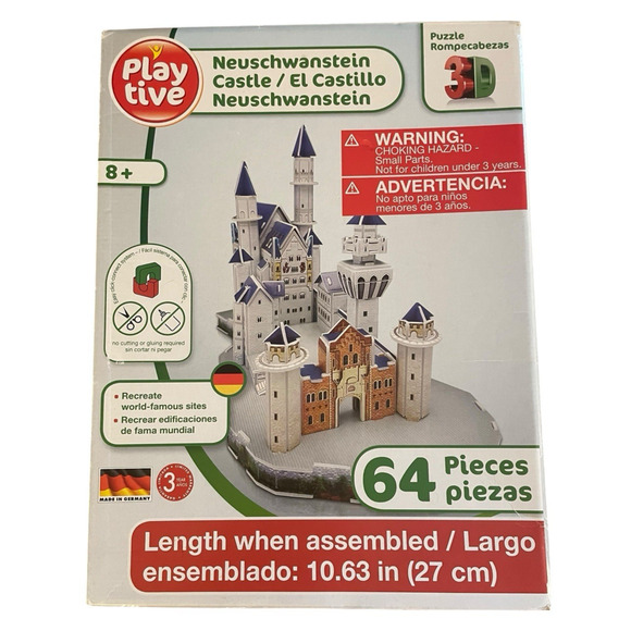 Puzzle Playtive Neuschwanstein Castle 3D 64 piece Architecture NEW SEALED - Picture 1 of 7